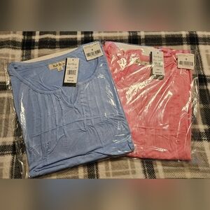 Nuit Rouge Night Tops Pink And Periwinkle Size Small Set of 2